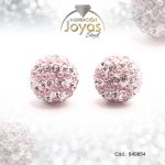 Zarcillo de Acero Esfera Micro Circón Plateado Blanco/Lila - 840854