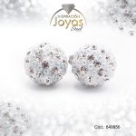 Zarcillo de Acero Esfera Micro Circón Plateado Blanco/Azul - 840856