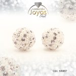 Zarcillo de Acero Esfera Micro Circón Plateado Blanco - 840857