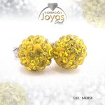 Zarcillo de Acero Esfera Micro Circón Plateado Amarillo - 840858