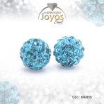 Zarcillo de Acero Esfera Micro Circón Plateado Azul - 840859