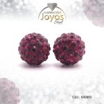 Zarcillo de Acero Esfera Micro Circón Plateado Morado - 840860