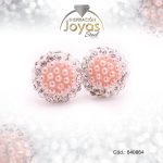 Zarcillo de Acero Esfera Micro Circón Plateado Media Blanco/Rsado - 840864