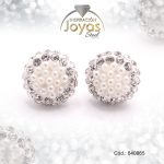 Zarcillo de Acero Esfera Micro Circón Plateado Media Blanco - 840865