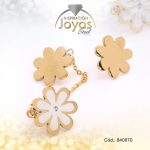 Zarcillo de Acero Variado Combinado Aleación Esmalte Dorado Flor - 840870