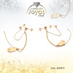 Zarcillo de Acero Variado Doble Dorado Mano De Fatima - 840873