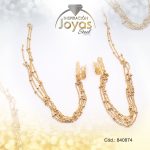 Zarcillo de Acero Variado Orejera Dorado Cadenas - 840874