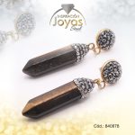 Zarcillo de Acero Colgante Piedra Dorado Barra - 840878