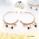 Zarcillo de Acero - Colgante Piedra - Dorado - Círculo - 840880