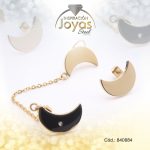 Zarcillo de Acero Variado Combinado Aleación Esmalte Dorado Luna - 840884