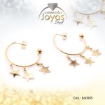 Zarcillo de Acero Colgante Dorado Estrella - 840885
