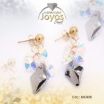 Zarcillo de Acero Colgante Piedra Dorado Círculo - 840880