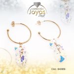 Zarcillo de Acero Colgante Circón Dorado Corazón - 840889