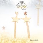 Zarcillo de Acero Colgante Dorado Estrella - 840897