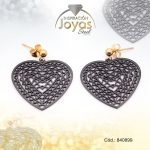 Zarcillo de Acero Colgante Piedra Dorado Corazón - 840899