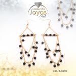 Zarcillo de Acero Colgante Piedra Dorado Cadenas - 840900