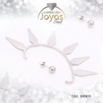 Zarcillo de Acero Variado Orejera Plateado Sol - 840910