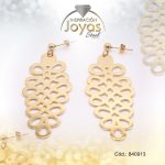 Zarcillo de Acero Colgante Dorado Hoja - 840913