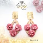 Zarcillo de Acero Colgante Tela Dorado Rombo - 840915