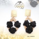 Zarcillo de Acero Colgante Tela Dorado Rombo - 840916