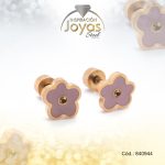 Zarcillo de Acero - Bebé Esmalte - Dorado - Flor - 840944