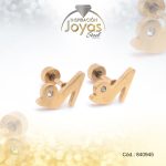 Zarcillo de Acero - Bebé Circón - Dorado - Zapato - 840945