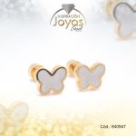 Zarcillo de Acero - Bebé Esmalte - Dorado - Mariposa - 840947