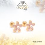 Zarcillo de Acero - Bebé Esmalte - Dorado - Flor - 840948