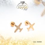 Zarcillo de Acero - Bebé - Dorado - Avión - 840958