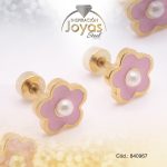 Zarcillo de Acero - Bebé Esmalte - Dorado - Flor - 840967
