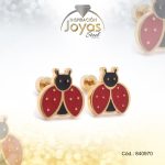 Zarcillo de Acero - Bebé Esmalte - Dorado - Mariquita - 840970