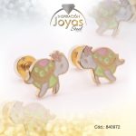 Zarcillo de Acero - Bebé Esmalte - Dorado - Tortuga - 840972