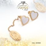 Zarcillo de Acero Variado Combinado Aleación Esmalte Dorado Corazón - Virgen - 840998