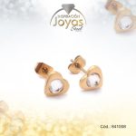 Zarcillo de Acero - Aleación Circón - Dorado - Corazón - 841008