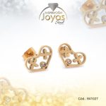 Zarcillo de Acero - Aleación Circón - Dorado - Corazón - 841027