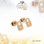 Zarcillo de Acero Variado Dorado Candado - 841037