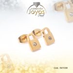 Zarcillo de Acero - Aleación Circón - Dorado - Candado - 841038
