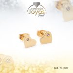 Zarcillo de Acero - Aleación Circón - Dorado - Corazón - 841040