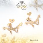 Zarcillo de Acero Colgante Circón Dorado Corazón - 841045
