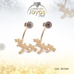 Zarcillo de Acero Colgante Circón Dorado Libélula - 841049