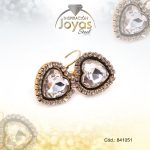 Zarcillo de Acero Colgante Circón Dorado Corazón - 841051