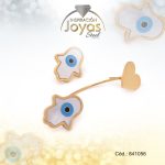 Zarcillo de Acero Variado Combinado Aleación Esmalte Dorado Mano De Fatima - 841056