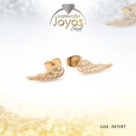 Zarcillo de Acero Variado Dorado Alas - 841057