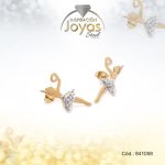 Zarcillo de Acero - Aleación Micro Circón - Dorado - Bailarina - 841058