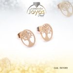 Zarcillo de Acero Variado Dorado Árbol - 841059