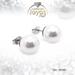 Zarcillo de Acero Esfera Perla Plateado - 841062