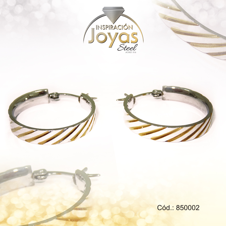 850002 Argolla de Acero Variado 2 Tonos Círculo - 850002 - Imagen 1