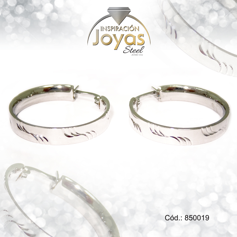 850019 Argolla de Acero Variado Plateado Círculo - 850019 - Imagen 1