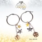 Argolla de Acero Colgante 3 Tonos Estrella, Mariposa, Trebol  - 850105