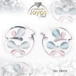 Argolla de Acero Aleación Ojo De Gato Plateado Mariposa Azul/Rosado - 850116